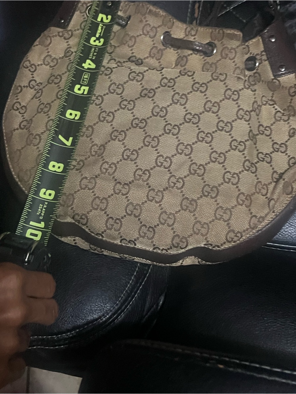 Gucci Beige Brown GG Canvas Drawstring Shoulder Bag small - Picture 16 of 16